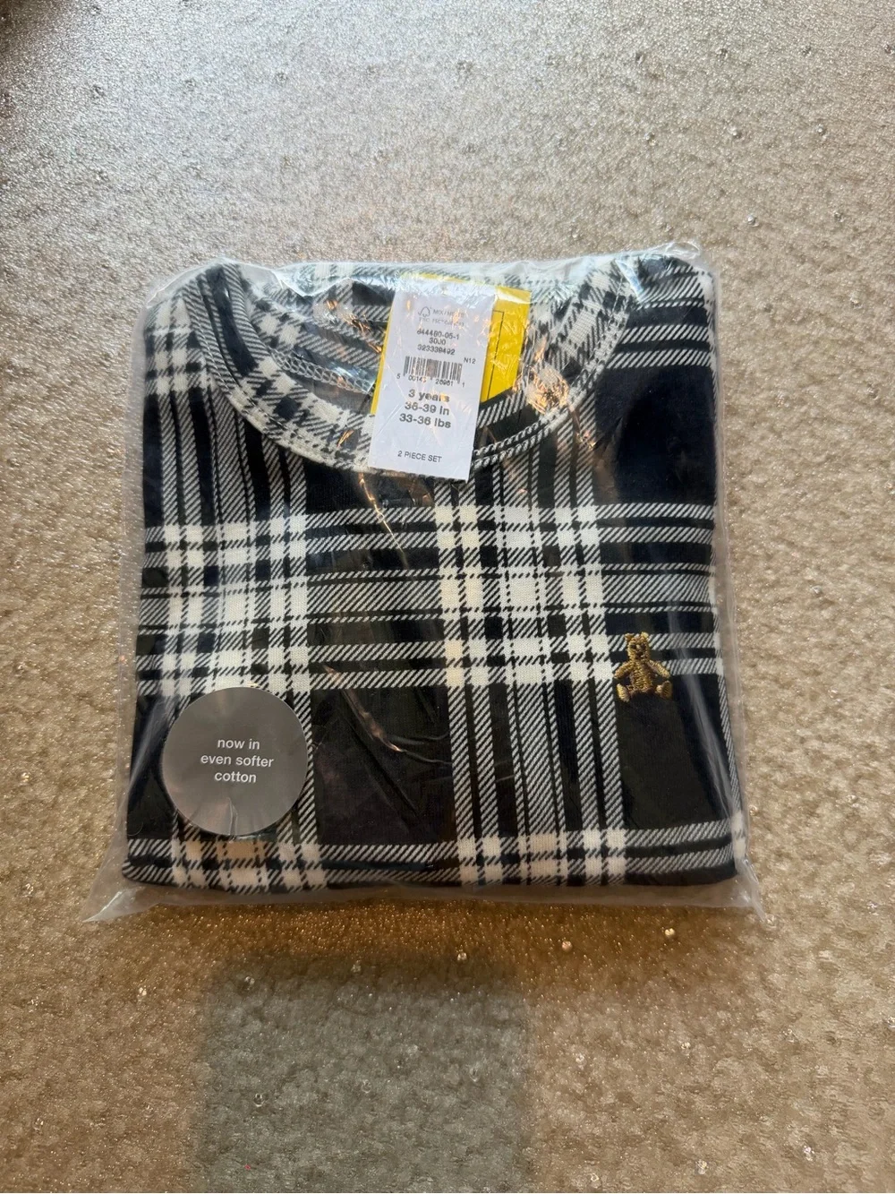 GAP Kids Organic Brushed Cotton Holiday PJ Set | Size 3 | Black & white plaid